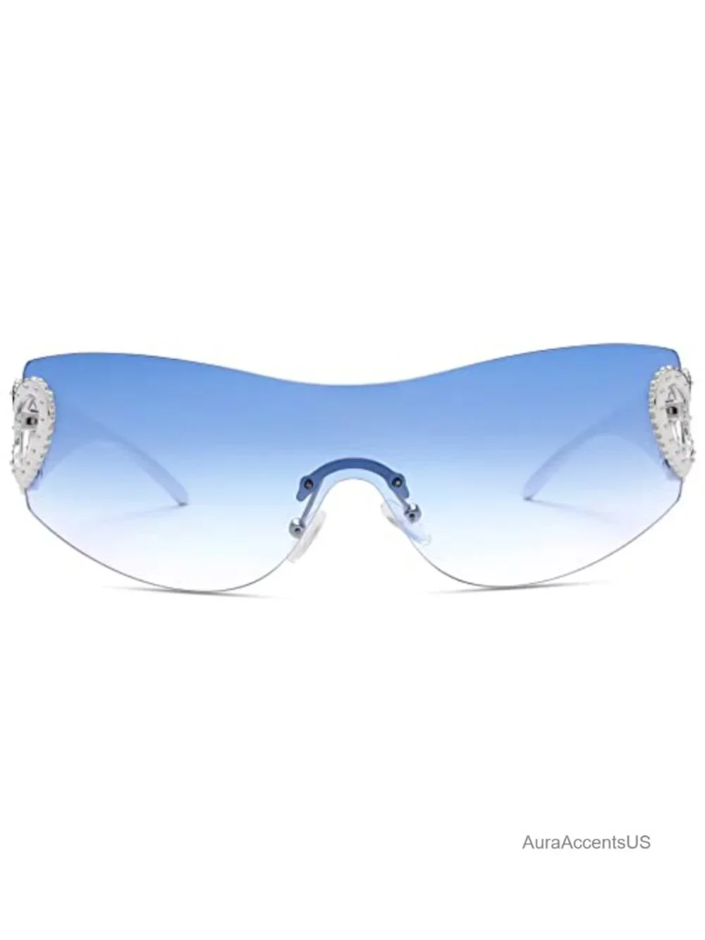 Rimless Wrap Around Y2K Sunglasses Tinted Lens Oversized Retro UV